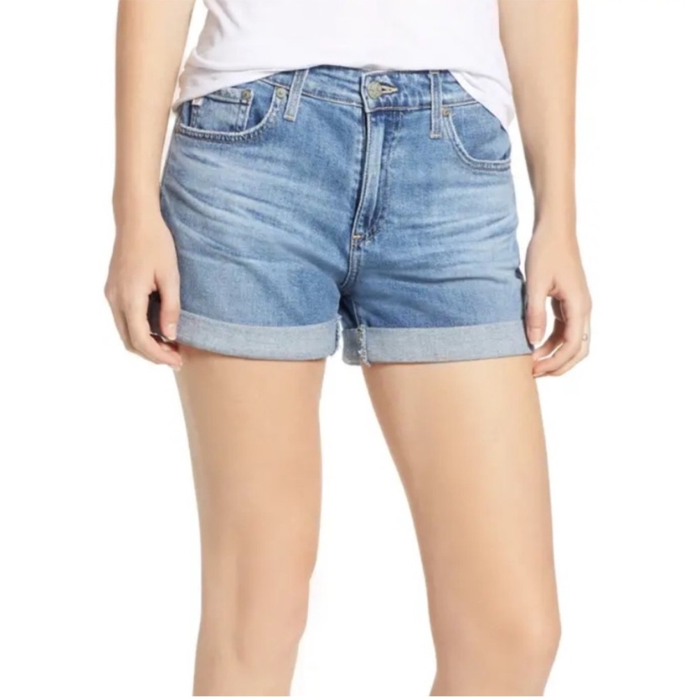 Ag Adriana Golschmied Ex-Boyfriend Slouchy Slim Rolled Up Cuff Denim Shorts